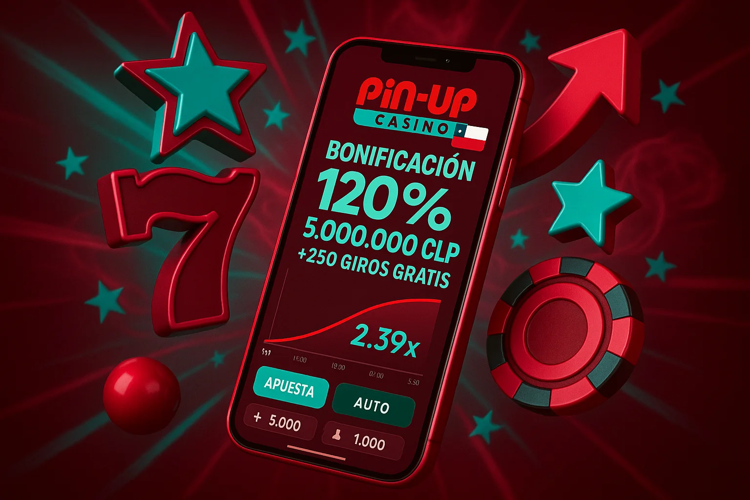 Pin Up Casino Chile: Bonificación 120% hasta 5.000.000 CLP + 250 Giros Gratis